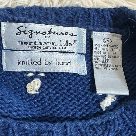 Vintage Signatures by Northern Isles Snowman Hand Knitted Sweater Sz L - Picture 3 of 15